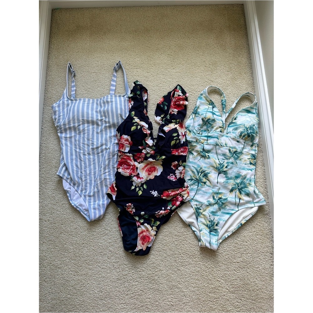 Tropical Coastal Floral Swimsuit Bundle Large One Pieces - Picture 10 of 10